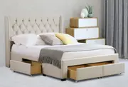 Modern Classic Dupont Double Drawer Storage Bed Frame White Oak