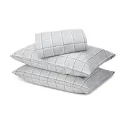 Check Flannelette Sheet Set - Queen Bed, Grey