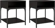 vidaXL Industrial Engineered Wood Bedside Tables in Black, Set of 2, Rectangular Shape, Size 40x41x50 cm