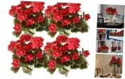 PCS Realistic Outdoor Artificial Fake Geraniums Silk Flowers Plants, UV 4