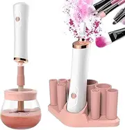 Senbowe Upgraded Makeup Brush Cleaner and Dryer Machine, Electric Cosmetic Automatic Brush Spinner with 8 Size Rubber Collars, Wash and Dry in Seconds, Deep Cosmetic Brush Spinner for All Size Brushes