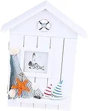 Gadpiparty 1Pc Mediterranean Style Wooden House Key Holder Box Wall Mounted Key Storage Organizer with Hooks Nautical Decor for Entryway Coastal Key Box for Home