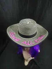 August Hat Company Womens Floppy Hat Rosé All Day ( Black/Natural, One Size) New