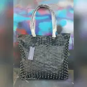 REBECCA MINKOFF STUDDED LOVERS TOTE NAVY NEW WITH TAGS