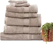 7pc Renee Taylor Bath Towel Set Stella 650 GSM Super Soft Bamboo Cotton Pewter