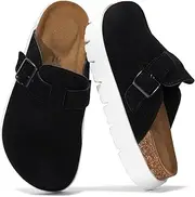 [Project Cloud] Genuine Leather Clogs for Women - Memory Foam Arch Support Women Footwear Womens Casual Shoes, Non-Slip Platform Clogs Mules for Women 2024 - Women Shoes (Benton Chunky)