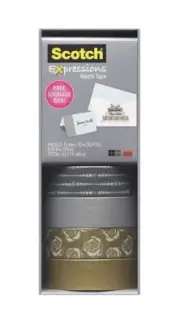 Scotch Expressions Washi Tape, Multi-Pack with Storage Box, Diamonds, Dots, Line