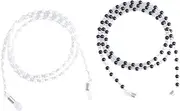 [ANDRESLAD] 2pcs Beaded Eyeglass Strap Cords Stylish Glasses Neck Holder for Sunglasses Comfortable Fit Durable Design White Black Combination for Everyday Use