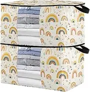sanluoli 60L 2 Pack Under Bed Shoe Storage Containers with Reinforced Handles, clear window Bag For Closet