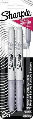 "Sharpie Metallic Permanent Markers, Fine Point, Silver, 2 Count"