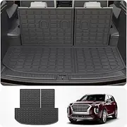 Thinzyou Cargo Mat Compatible with 2020-2025 Hyundai Palisade Trunk Mat Cargo Liner Trunk Liner TPE All Weather Back Seat Cover Protector Palisade 2024 Accessories (Trunk Mat with Backrest Mats)