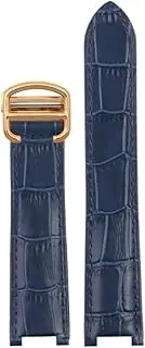 [FULNES] 18 * 10mm 20 * 12mm Cowhide Leather Strap Concave Brown Black Calfskin Bracelet Folding Buckle For Cartier PASHA WSPA0009 Watchband