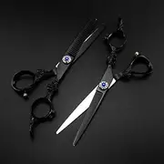 Professional Hair Cutting Shears, Professional Japan 440c 6 '' Black Hair Cutting Barber Haircut thinning Shears Hairdressing Scissors