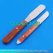 2 Pcs Dental Lab Metal Blade Wooden Handle Spatula Instruments