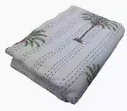 New Authentic Kantha Hand Block Print Quilt Handmade Bedspread Blanket King Size