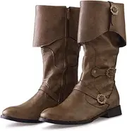 [DUNHAO COS] Men's Faux Leather Medieval Boots Viking Pirate Costume Boots Renaissance Faire Cosplay Shoes