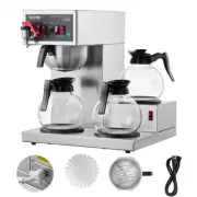 12 Cup Commercial Drip Coffee Maker with 3 Glass Carafes and 3 Hot Plates
