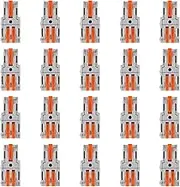 QCCAN 20pcs Lever Wire Connectors, 1 in 2 Out Quick Wire Connectors, Electrical Lever Nuts Wire Connectors Push-in Conductor Terminal Block AWG 28-12