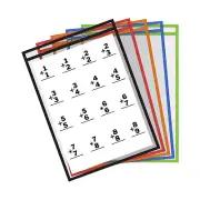 10 Thornton's Office Supplies Reusable Dry Erase Pockets, 9 x 12 Assorted Colors