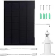 [Generic] 3W 6V Solar Panel Charger 360° Adjustable Wall Mount Solar Cells DC3.5 * 1.35 Charging Cable Camera Solar Panel with Micro USB +Type-C Converter for Ring Eufy Blink Arlo Camera