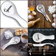 Ceramic Spoon Rest for Stove Top, Large Spoon Holder for Kitchen Counter White