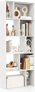 Giantex 5-Tier Bookshelf, Bookcase Home Organizer Display Shelf, Wood Storage Shelf w/ 10 Compartments, Floor Standing Room Divider, Freestanding Wooden Open Storage Rack for Home Study Living Room