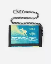 rip curl KIDS GROMS CHAIN SURF WALLET GREEN NEW LOGO ZIP COIN TRIFOLD FREE POST