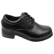 Grosby Girls Ellery Leather Lace Up Black School Shoes