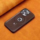 For iPhone 16 15 14 13 Pro Max 12 Magsafe Leather Mangetic Ring Stand Case Cover