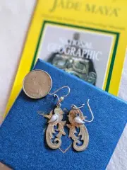 Quetzal Bird Guatemala w Jade Sterling Silver Earrings new in Box
