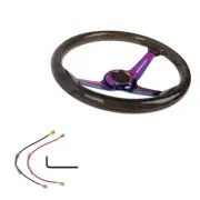 6-Holes 350mm Deep Dish VIP Black Crystal Bubble Neo Chrome Spoke Steering Wheel (for: Mazda)