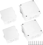 4 Pcs Junction Boxes IP65/IP55 Waterproof, White ABS Plastic Dustproof Electrical Project Enclosure Boxes, Universal Outdoor Electrical Boxes Cable Connectors for Electronics Cables, 2 Sizes
