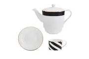3pc Mikasa Luxe Deco Kitchen China Tea for One Tableware Dining Set, White