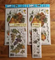 Rub-On Transfers Lot Of 4 Vintage Grapes Leaves Pears Berries Royal KOREA E-Z