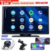 9"Portable Car Stereo Radio For Apple CarPlay Android Auto Head Unit+Rear Camera