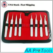 White Color Volume Tweezers Russian Eyelash Extension Tweezers Beautiful Case x8