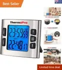Chic Stainless Steel Kitchen Timer with Dual Countdown and Calendar/Clock Mode
