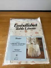 Vintage Floral Roses Lace Edged Table Cloth 44” Square New Sealed Sleater