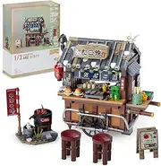 OundarM Japanese Street View Mini Blocks Kit- Takoyaki Trolley, Japanese Mini Brand Store Toy for Adults, Boys, Girls 6+ (951 Pcs)