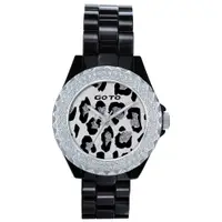 在飛比找蝦皮商城優惠-GOTO 精艷豹點潮流時尚精密陶瓷手錶-白x黑