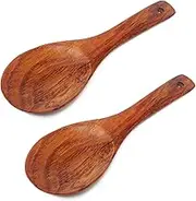 Honbay 2PCS Wooden Rice Paddle Wood Spoons Nonstick Heat Resistance Cooking Spoon Serving Spoon for Kitchen