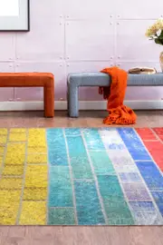 Handmade Persian Patchwork Multi Coloured Rug