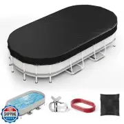 Oval Pool Cover 7 x 13 FT, Upgraded 420D Heavy Duty Oxford Fabric Pool Covers