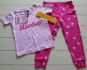 Jaclyn Intimates 2 Pc Pink Besties SS Shirt Pants Pajamas Valentine's Day 2T