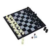 Jenjo Games 3-in-1 Magnetic Chess, Checkers & Backgammon Foldable Board