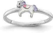 [JewelryWeb] 925 Sterling Silver Rhodium Plated Teen Enameled Unicorn Ring 7.5mm Wide - Ring Size Options Range: F to H