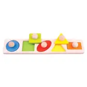 Bigjigs Toys Wooden Peg Puzzle Shape Matching Toy with Large Handles for Toddlers