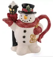 Blue Sky Clayworks CHRISTMAS 'SNOWMAN" Street Light TEAPOT NWT