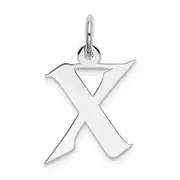 Sterling Silver Rhodium-Plated Artisan Block Letter X Initial Charm