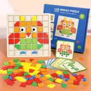 120Pcs Wooden Mosaic Puzzle, Jigsaw Puzzle Board Set for kids